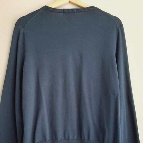 LAND'S END 100% Supima Cotton Gem Neckline Button Down Cardigan Navy Sz XL P 18 - Picture 9 of 11